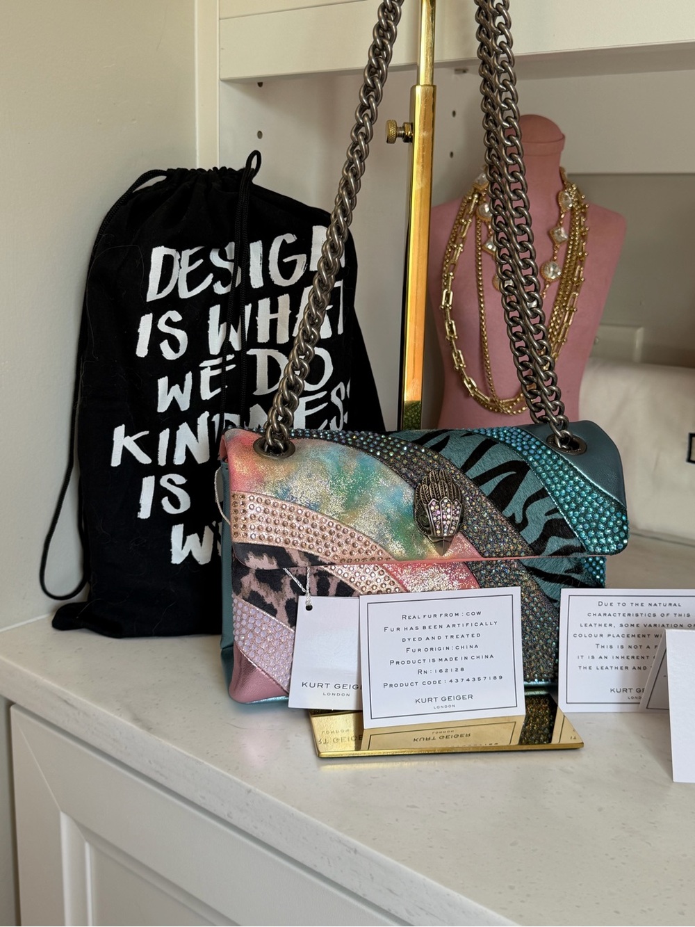 Kurt Geiger Kensington Multicolor Iridescent Animal Print Shoulder Bag - Picture 5 of 14
